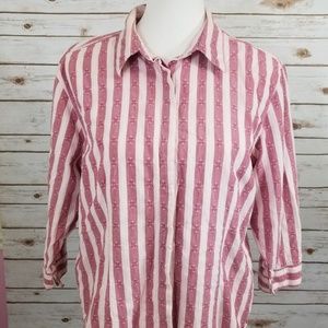 Duck Head Women's Button Down Top Blouse Striped L